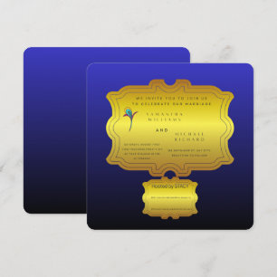 Editable Royal Blue Elegant Wedding Invite   Custo