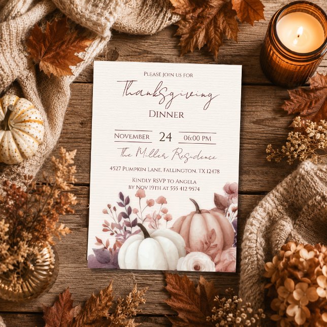 Editable Rustic Autumn Thanksgiving Dinner Invitat Invitation (Creator Uploaded)