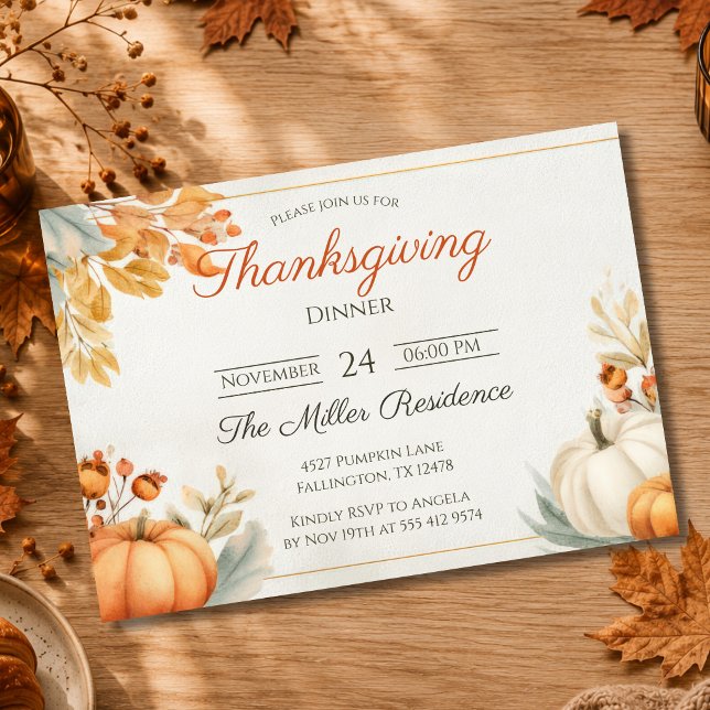 Editable Rustic Autumn Thanksgiving Dinner Invitat Invitation (Creator Uploaded)