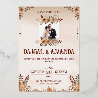 Editable Rustic Boho Wedding Invitation 