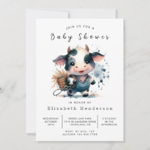 Editable Rustic Fun Cow Baby Shower Invitation