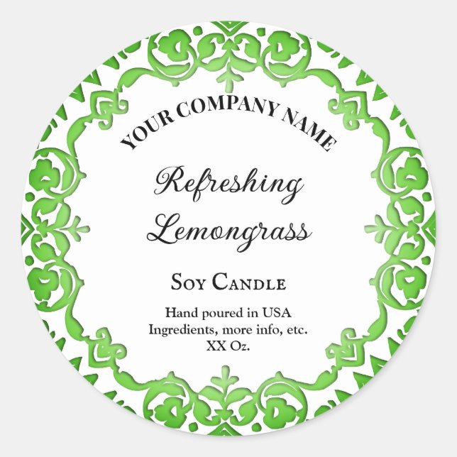 Editable Rustic Green Floral Vintage Candle Label  (Front)