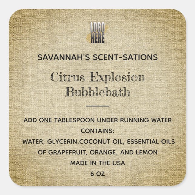 Editable Rustic Logo Spa Self Care Product  Square Sticker (Front)