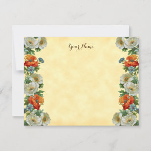 Editable Rustic Poppy and Cornflowers Faux Canvas Card