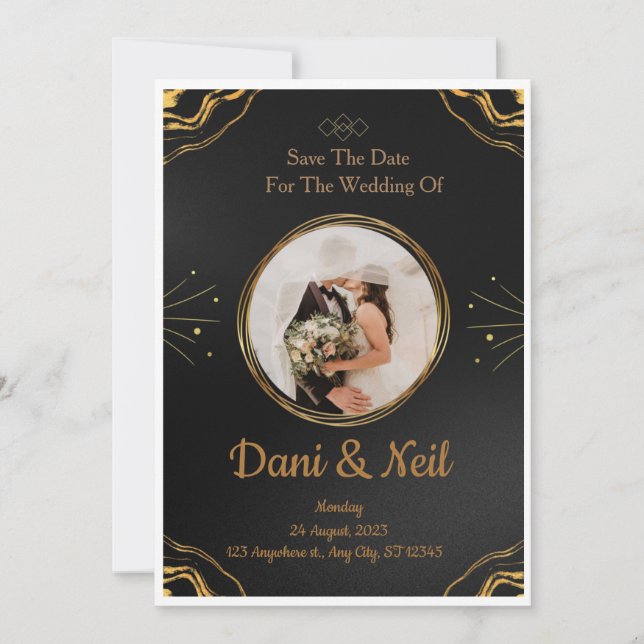 Editable Rustic Wedding Invitation Set & RSVP Bund (Front)