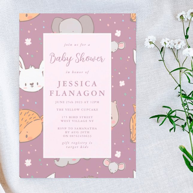 Editable Safari Animal Jungle Pink Baby Shower Invitation (Creator Uploaded)