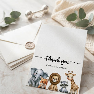 Editable Safari Baby Shower Thank You Card