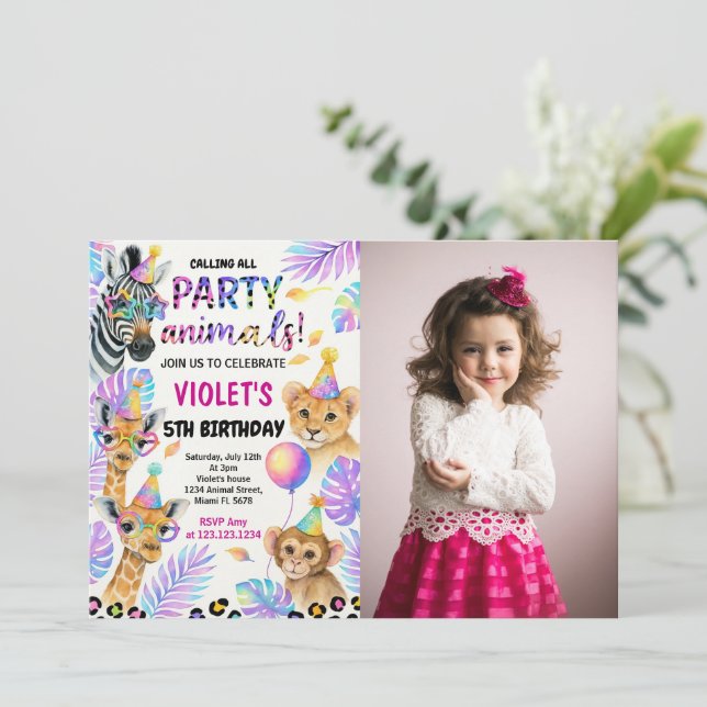 Editable Safari Birthday Invitation with photo (Standing Front)