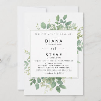 Editable Sage Green Botanical Frame Wedding Invitation