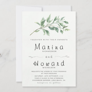 Editable Sage Green Botanical Wedding Invitation