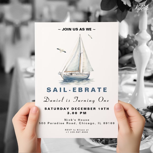 Editable Sail-Ebrate Sailboat Birthday Invite (Creator Uploaded)