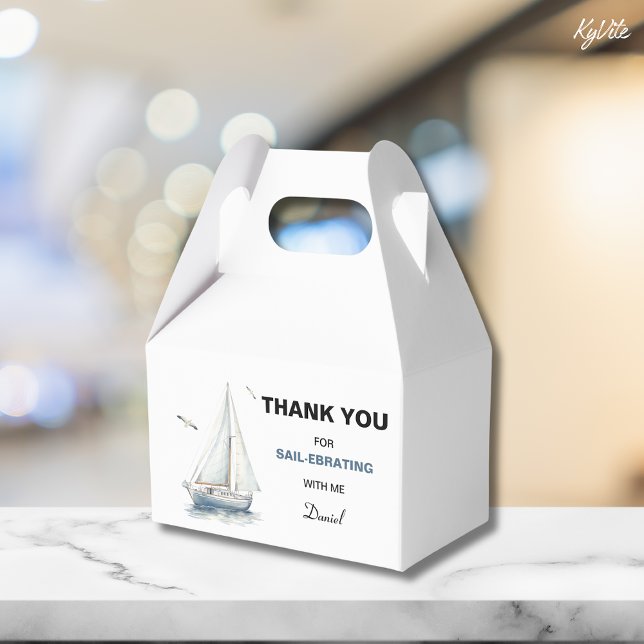 Editable Sailboat Birthday Gable Box/ Favour Box (Creator Uploaded)