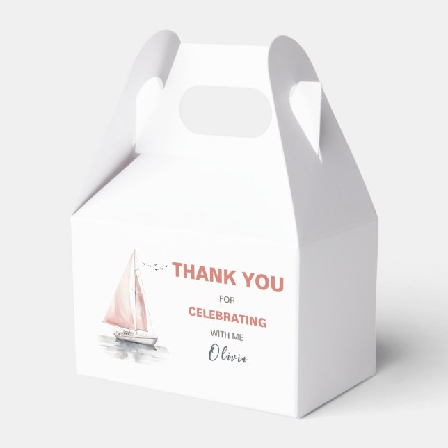 Editable Sailboat Birthday Gable Box/ Favour Box (Front Side)