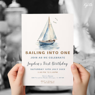 Editable Sailboat Birthday Invitation - Blue