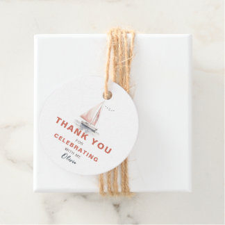 Editable Sailboat Circle Favour/Thank You Tag-Pink Favour Tags