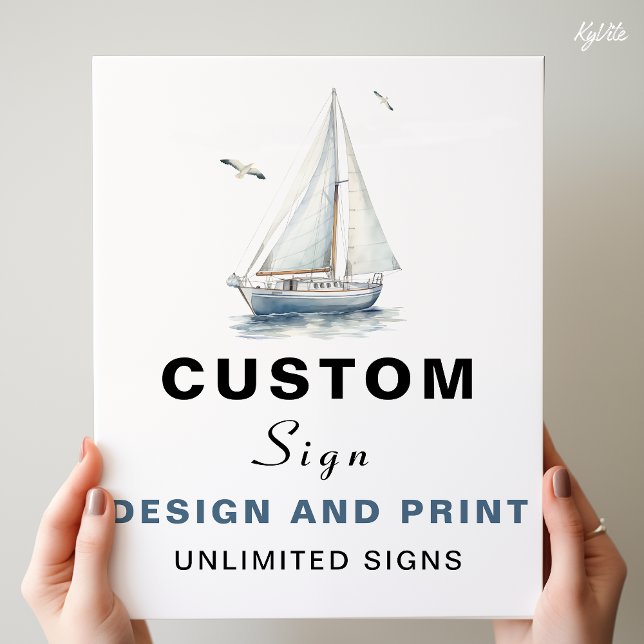 Editable Sailboat Nautical Custom Birthday Sign  (Creator Uploaded)
