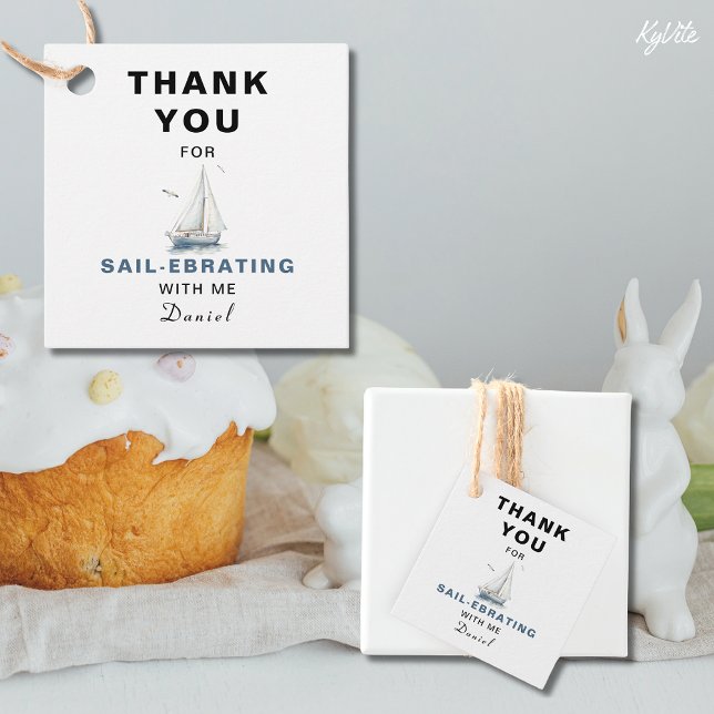 Editable Sailboat Square Favour/Thank You Tag (Creator Uploaded)