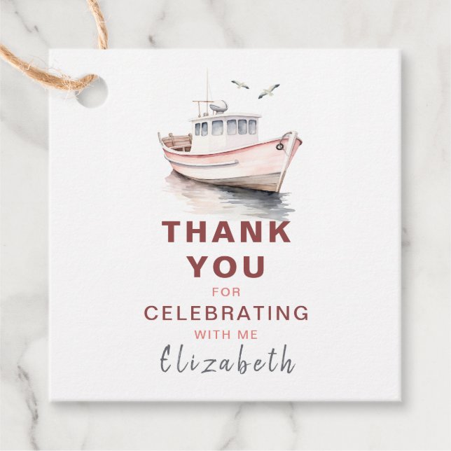 Editable Sailboat Squared Favour/Thank You Tag (Front)