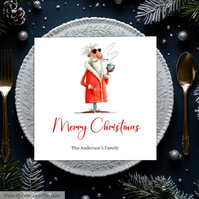 Editable Santa Claus Funny Christmas Dinner Napkin (Editable Santa Claus Funny Christmas Dinner Napkins

)