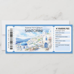 Editable Santorini Plane ticket, Greece Trip Invitation