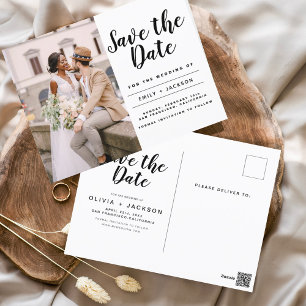 Editable Save the Date Elegant Minimalist Script Postcard