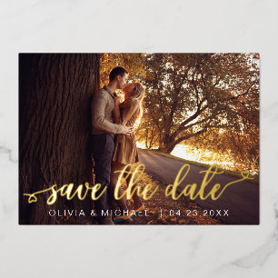 Editable Save the Date Gold Handwritten Hearts