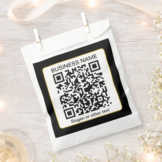 Editable Scannable QR code + Your Business Name Favour Bags (Clipped)