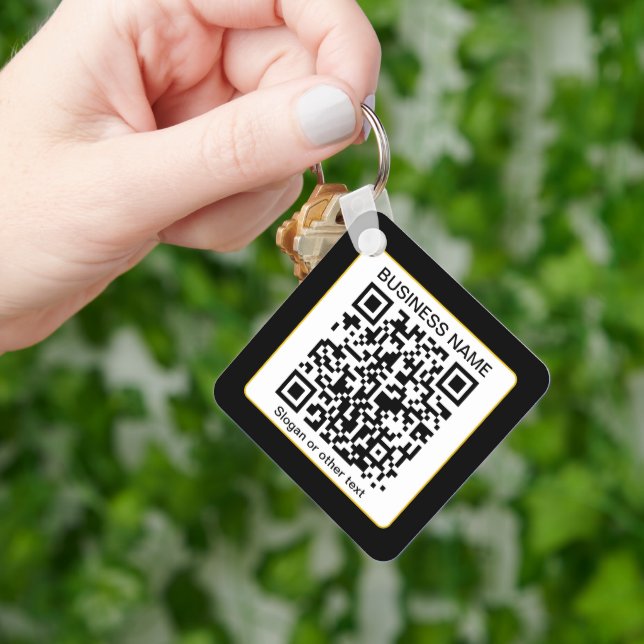 Editable Scannable QR code + Your Business Name Key Ring (Hand)
