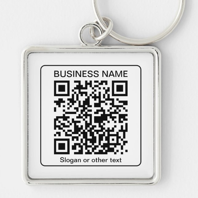 Editable Scannable QR code + Your Business Name Key Ring (Front)