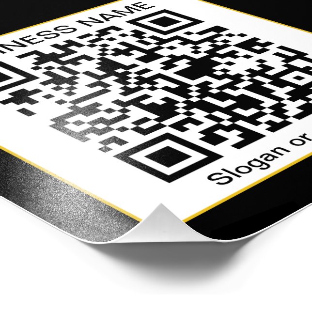 Editable Scannable QR code + Your Business Name Photo Print (Corner)
