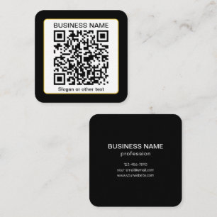 Editable Scannable QR code + Your Business Name Square Business Card