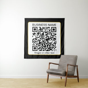 Editable Scannable QR code + Your Business Name Tapestry