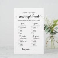 Editable Scavenger Hunt Baby Shower game