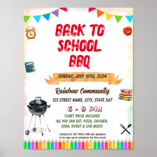 Editable School Bbq Picnic flyer Poster