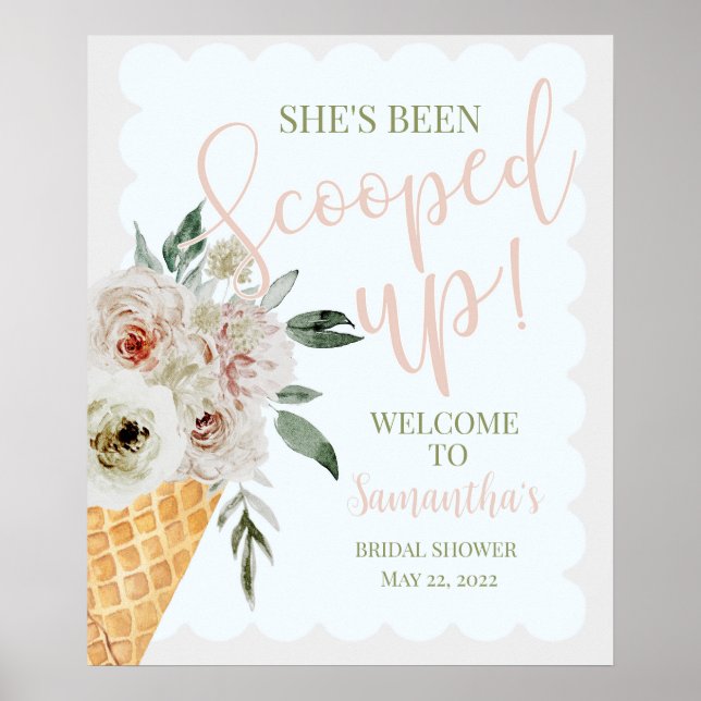 Editable, Scooped up Bridal Welcome poster (Front)
