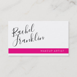 EDITABLE script name modern chic black hot pink Business Card
