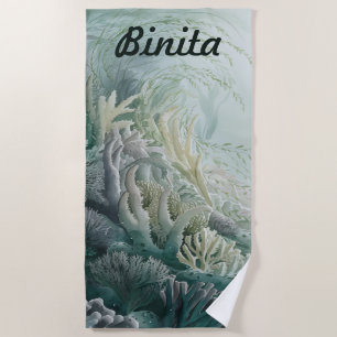 Editable Sea Grass Beach Towel