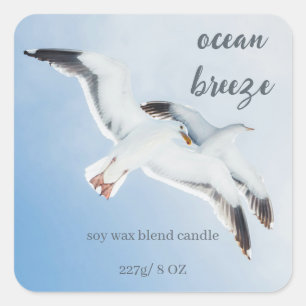 Editable Sea Gulls Ocean Breeze Product Square Sticker