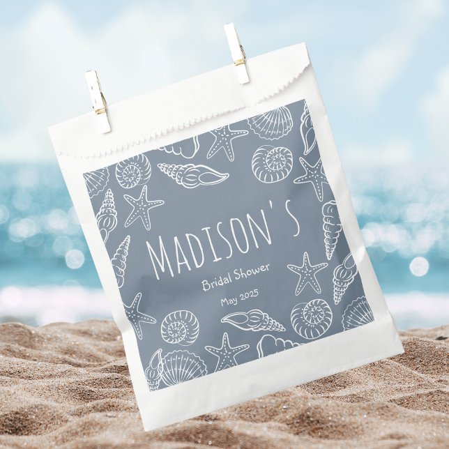 Editable Seashells & Star Fish Coastal Bridesmaid Favour Bags (Creator Uploaded)