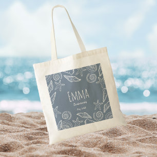 Editable Seashells & Star Fish Coastal Bridesmaid Tote Bag