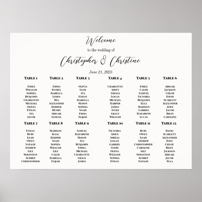 Editable  Seating Chart (Front)