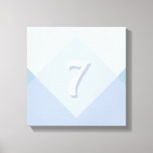 Editable Seven on Abstract Silver Blue Design Canvas Print
