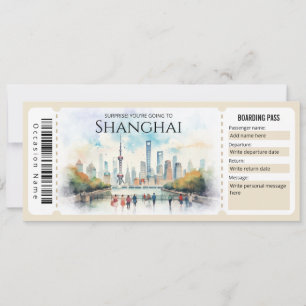 Editable Shanghai Plane Boarding Pass Ticket Invitation