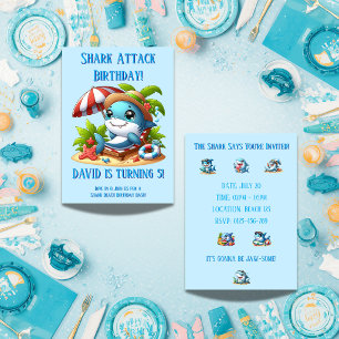 Editable Shark Birthday Party Invitation for Boy