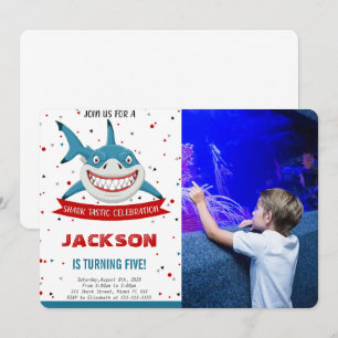 Editable Shark Birthday Photo Invitation