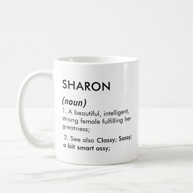 Editable Sharon name definition, custom name Coffee Mug (Left)