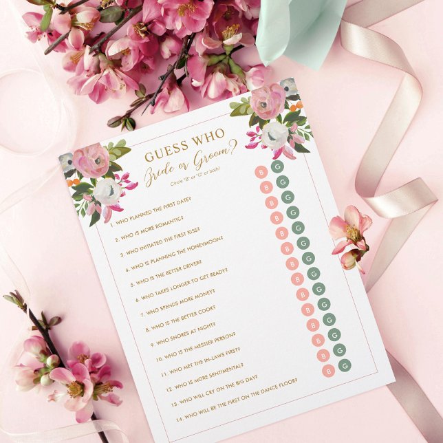 Editable Shower Game Pink Floral Bride Groom Y/N (Creator Uploaded)