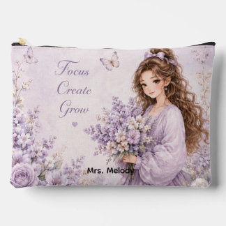 Editable Silk Garden Purple Floral Makeup Bag