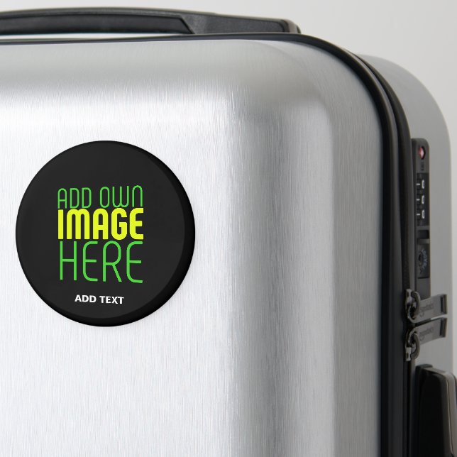 EDITABLE SIMPLE BLACK IMAGE TEXT TEMPLATE LUGGAGE MAGNET (In Situ (Luggage))