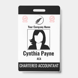 Editable Simple Black & White Employee ID Badge
